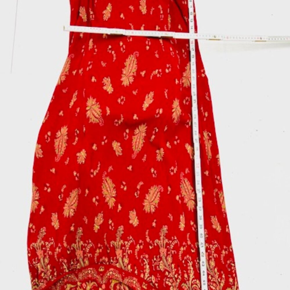 Preowned Eddie Bower casual dress, sheer polyester burgendy red floral Straps 18 - Picture 6 of 8
